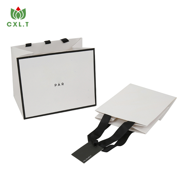 Luxury White Retail Boutique Handle Shopping Paper Gift Bag