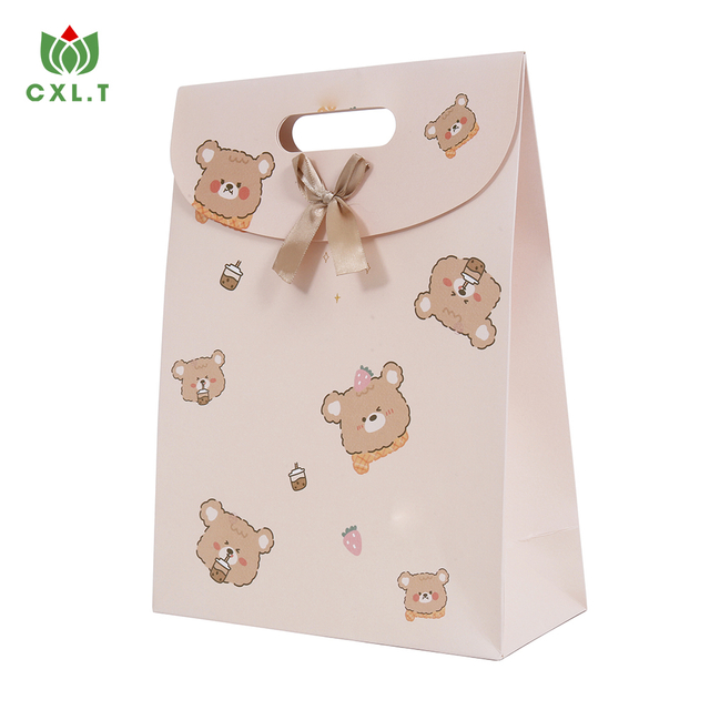 Beautiful Custom Recycled Carton Party Favor Colorful Bags Wedding Goodie Candy Kraft Paper Gift Bag for Kids Birthday Party