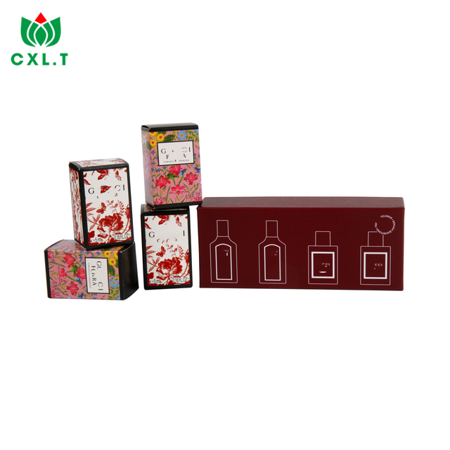 Floral Prints Crimson Flower Custom Makeup Packaging Fragrance Card Box